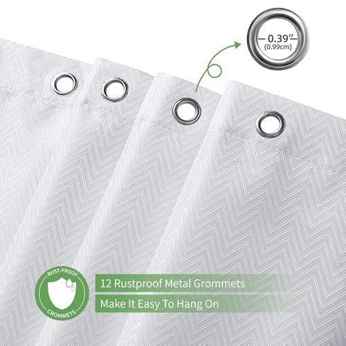 Waterproof Fabric Shower Curtain 36" x 72" - No Liner Needed, White