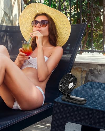 Enituo Portable Handheld Mini Fan - Black, 180° Adjustable, 4 Speeds, 15H Battery Life