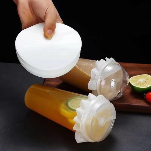 500 Pcs White Leak-Proof Cap Lid Liners, Round Sealing Paper Pads, Waterproof Spill Proof Paper for Plastic Drink Cup, Milk Tea Coffee Beverage Cup Leak Proof Film Sealing Film (5.1 Inch)
