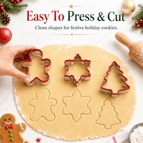 Christmas Cookie Cutter Set 3 Pcs - Gingerbread Man Snowflake Tree Style 5