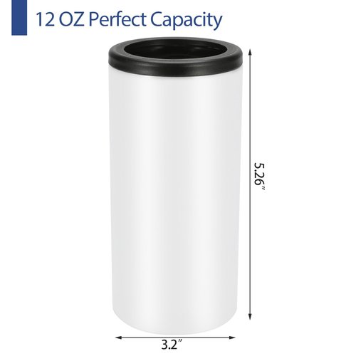 16 Pack Sublimation Can Cooler Sublimation Can Holder Stainless Steel Insulated Blank Can Cooler Sublimation Tumbler Vinly Gifts, White 12oz