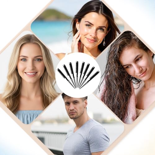 8-Piece 3-Row Rat Tail Hair Styling Comb Set for Detangling Curls