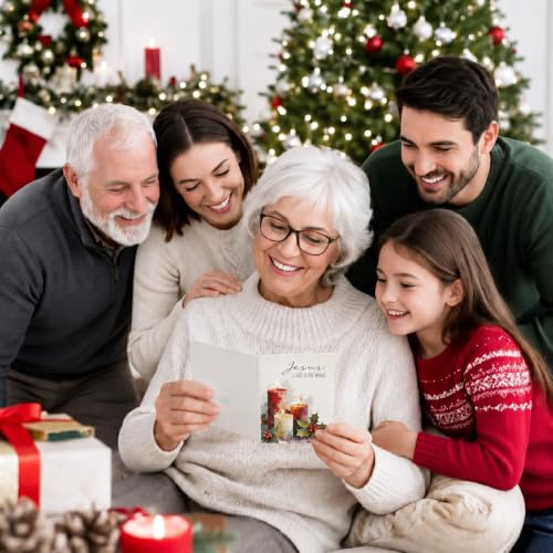 Religious Christmas Cards with Envelopes Pack of 20 Candlelight Holiday Greeting