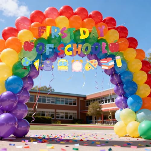 Glitter First Day of School Banner with Rope - 118 Inches, Ready to Hang