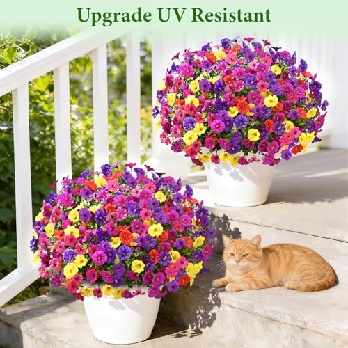 Artificial Outdoor Flowers - 36 Bundles Realistic UV-Resistant Fake Flowers for Garden & Porch
