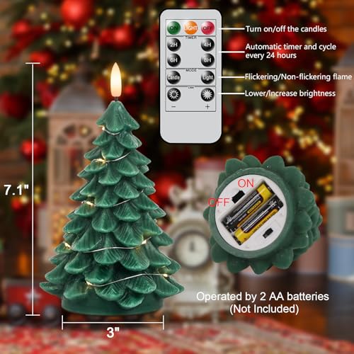 Lasumora Christmas Tree Flameless Candles with Remote Timer - B-Fairy Lights