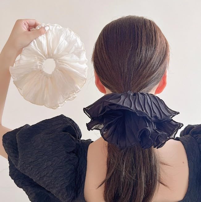 Jinshining Oversized Mesh Lace Hair Scrunchie for Women Large Volume Ponytail Holder