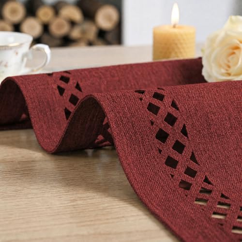 Red Rustic Geometric Table Runner 13x36 Inch for Christmas & Holiday Decor