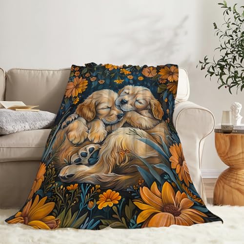 Citari Golden Retriever Fleece Throw Blanket - Soft, Warm Dog Decor Gift for Kids & Adults
