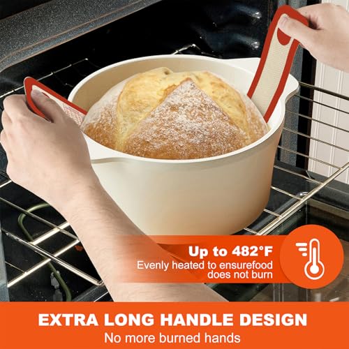 PLAPITATE Silicone Bread Sling Set - 2 Crimson Baking Mats with Long Handles