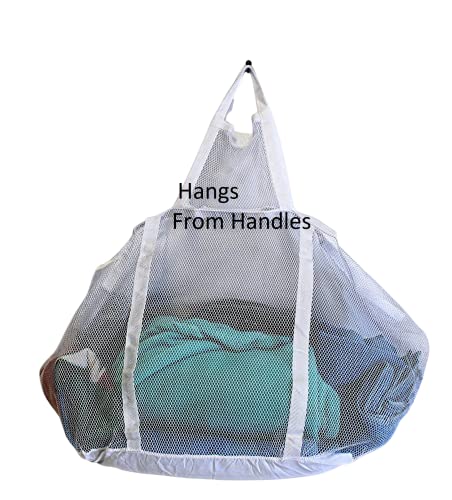 Large Soft Nylon Mesh Laundry Basket - Collapsible Hamper with Carry Handles