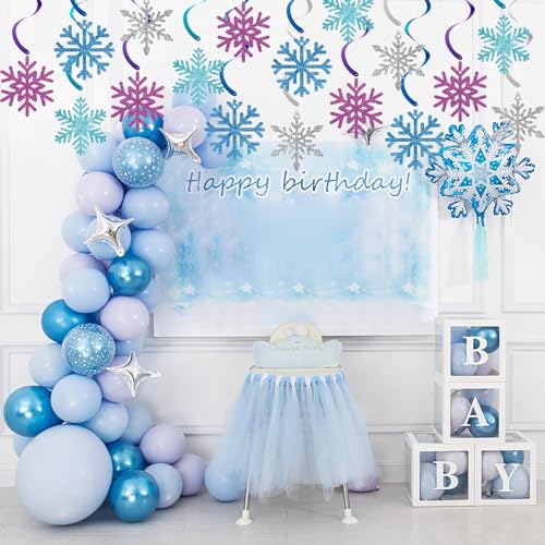 Frozen Snowflake Hanging Decorations Set - Winter Party Streamers & Ornaments