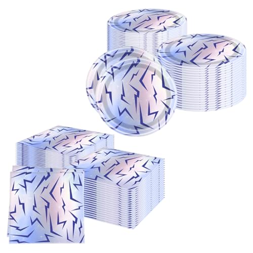 Purple Demon Birthday Party Supplies Set - 20 Paper Plates & 20 Napkins