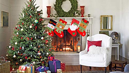 Large 15 Inch Christmas Stockings Set with Santa Snowman Reindeer Bear - Holiday Decor & Gift Pouch, 4 Patterns