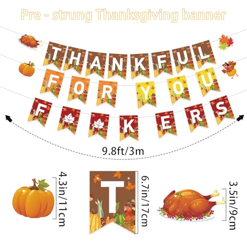 Thankful For You Pre-Strung Friendsgiving Banner Fall Party Decor