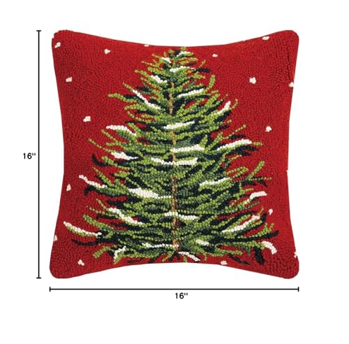 16-Inch Holiday Hook Pillow - Christmas Tree Decorative Square Cushion