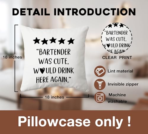 Funny Bartender Pillow Cover 18x18 - Bar-02 - Home Decor