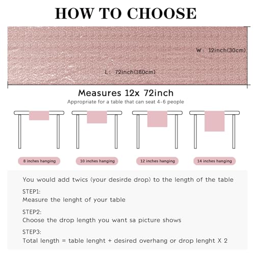 Rose Gold Sequin Table Runner Set - 6 Pieces 12x72 Inches for Weddings & Events