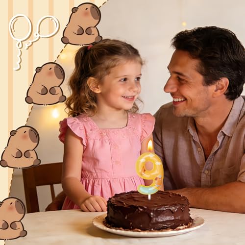 Capybara Birthday Candles - Yellow Number 9 Cake Topper