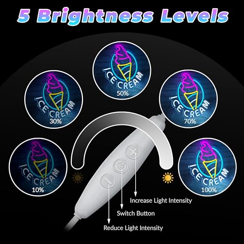 Ice Cream Neon Sign for Wall Decor Dimmable LED Light - Blue, For Ice Cream Shop & Party