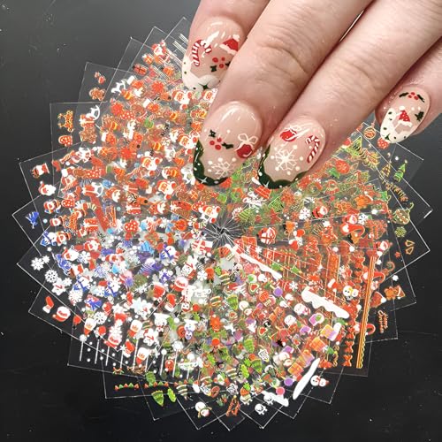 Dulyork 30 Sheets Christmas Nail Art Stickers 3D Adhesive Snowflake Decals