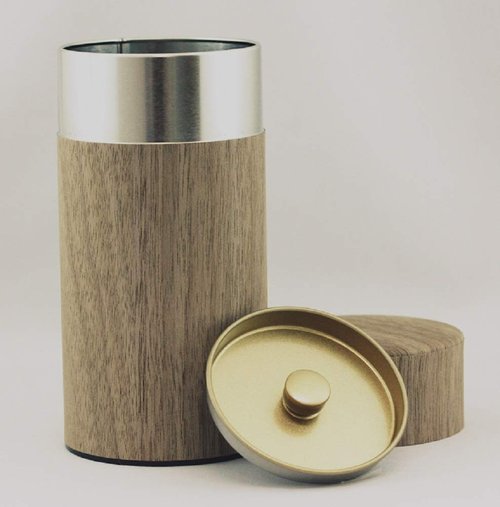 KOTODO Natural Wood Tea Tin Canister : Walnut/Long 7oz (200g), Japan