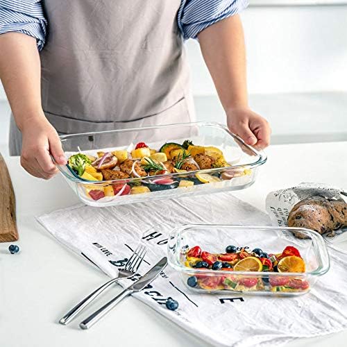 Regine Switzerland 8-Piece Deep Glass Baking Dish Set - Rectangular Bakeware with Lids for Lasagna & Leftovers | Gray