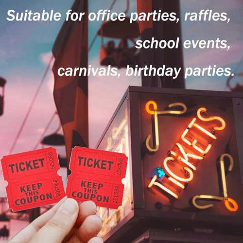 Homrelaxy Red Double Raffle Tickets 2x2 Inch Pack of 2000 for Events