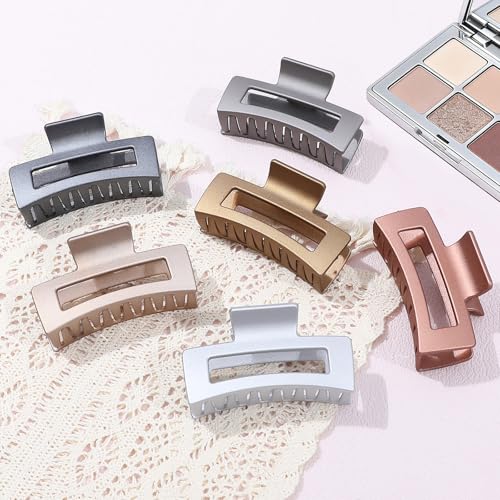 Sisiaipu 3.5 Inch Square Hair Claw Clips 6 Pack for Thin Hair