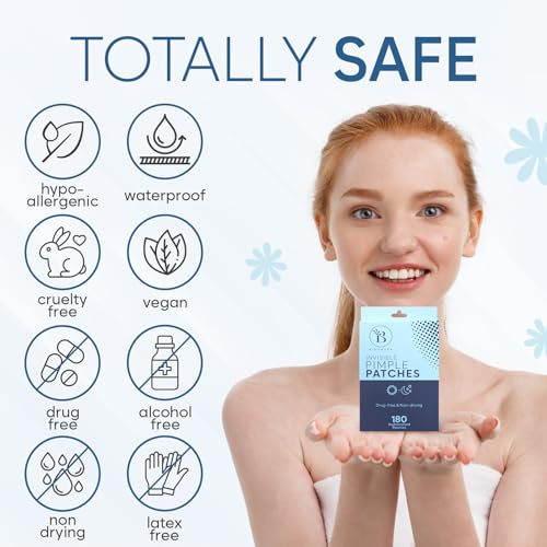BLOOMORA Invisible Hydrocolloid Pimple Patches 180 Count Zit Stickers