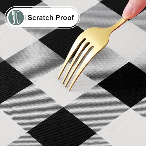 Waterproof Black and White Buffalo Picnic Tablecloth, 6ft Fitted Vinyl Cover
