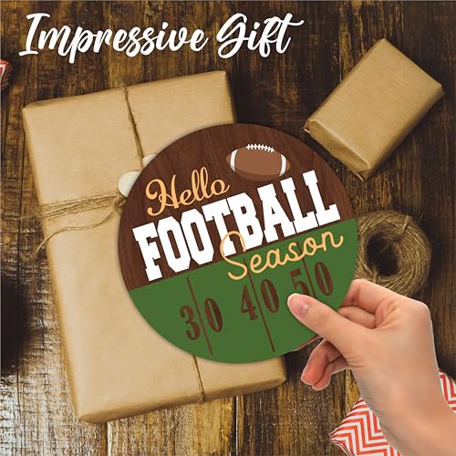 Football Welcome Wooden Sign - 10-Inch Round Hanging Wall Decor