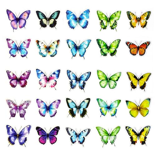 Colorful Butterfly Stickers - 56 Waterproof Transparent PET