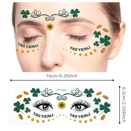 St. Patrick's Day Temporary Tattoos - Waterproof Shamrock Face Stickers
