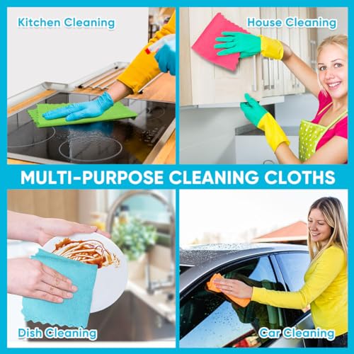 Oighty Multicolor Microfiber Cleaning Cloths 24 Pack, Soft & Reusable 12x11 Inch
