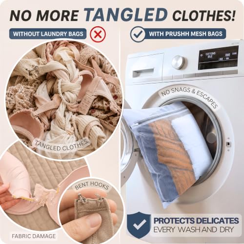 3-Pack Durable Mesh Laundry Bags - Auto-Lock Zipper for Delicates
