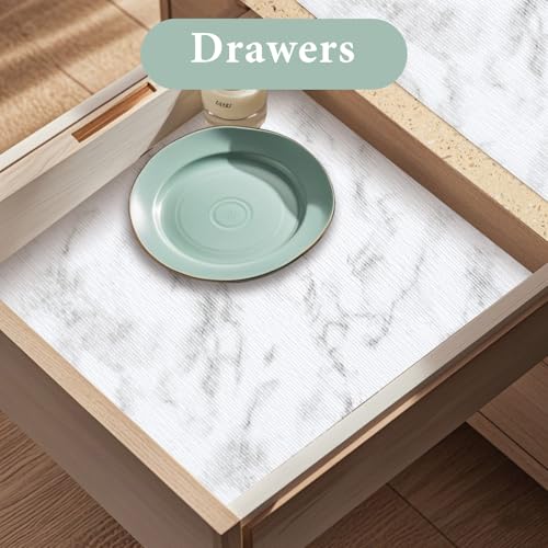 White Marble Non-Slip Drawer & Shelf Liner - 12" x 118.1"