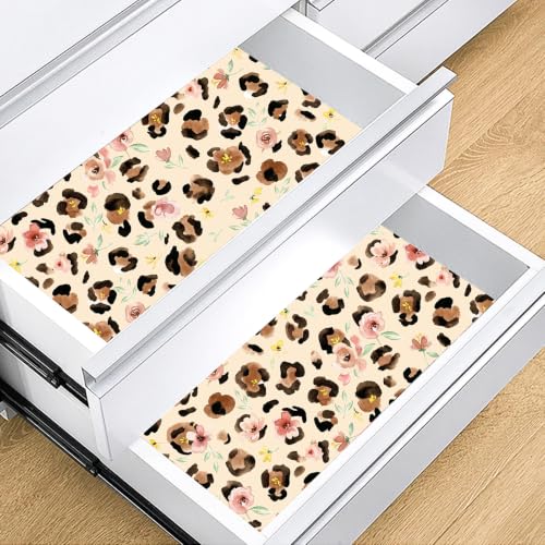 HAOKHOME Floral Leopard Shelf Liner - Peel and Stick Waterproof Vinyl Roll