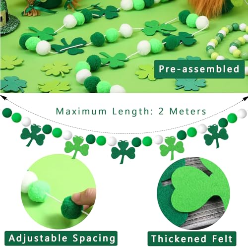 St. Patrick's Day Banner Decorations 2 Pack - LUCKY Banner and Shamrock Pom Pom Garland
