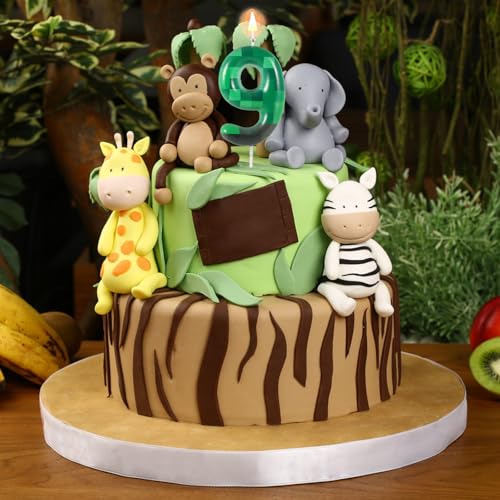 TNT Themed Number Birthday Candle - Green Pixel Cake Topper