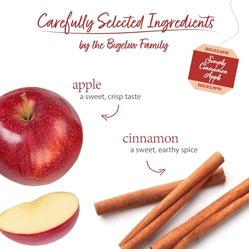 Bigelow Tea Simply Cinnamon Apple Herbal Tea - Caffeine Free, 18 Count (Pack of 6)