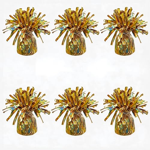 Moretreat Glitter Gold Balloon Weights 6 Pack - Festive Helium Anchors, Variation: Glitter Gold-06