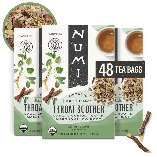 Numi Organic Throat Soother Herbal Tea, 48 Bags, Caffeine-Free