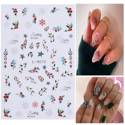 Christmas Nail Art Stickers 6 Sheets 3D Self-Adhesive Holiday Decals