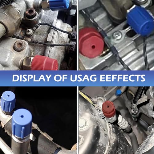 10PCS R134a Air Conditioning Service Port Caps Kit - Blue Low Side & Red High Side Seal Covers for Cars