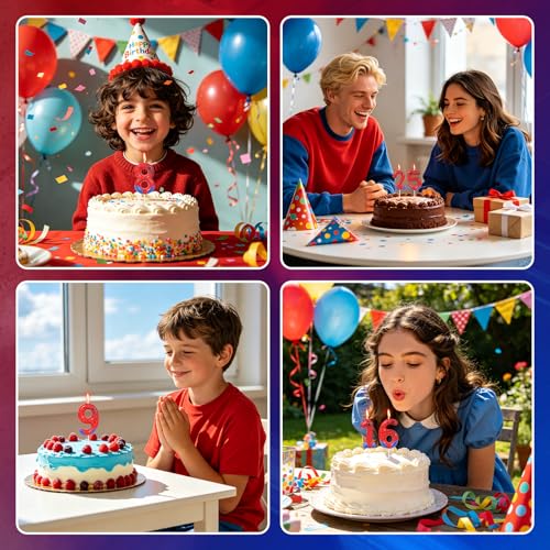 Spider Number 3 Birthday Candle - Red & Blue Web Cake Topper for Party