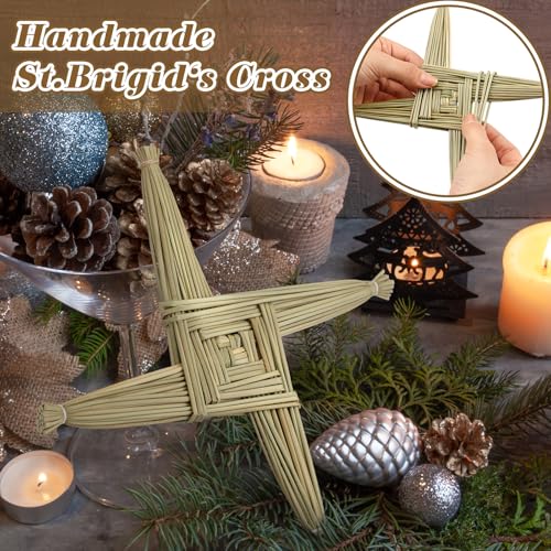 St. Brigid's Wall Cross Decor - Irish Blessing Gift with History Card (8 in, Green)