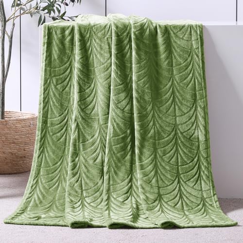 Soft Flannel Fleece Throw Blanket - Olive Green 50"x60"
