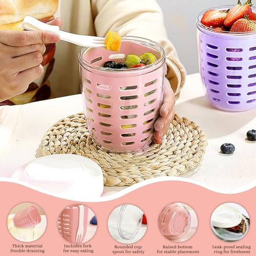 20oz BPA-Free Fruit Salad Storage Container with Fork & Lids