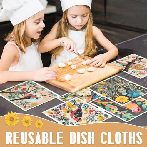 Swedish Dishcloths Set - 6-Pack Reusable Kitchen Towels with Clips